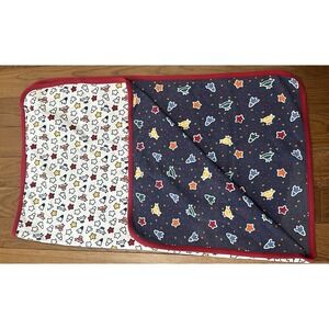 Vintage‎ Gymboree Space Rocket Stars Baby Blanket Navy Red Reversible 30x34